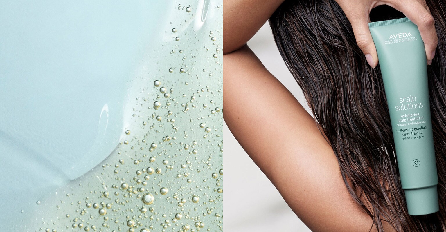 Shoppe Aveda's Scalp Solutions Exfoliating Scalp Treatment, um das Kopfhautöl sofort um 76% zu reduzieren